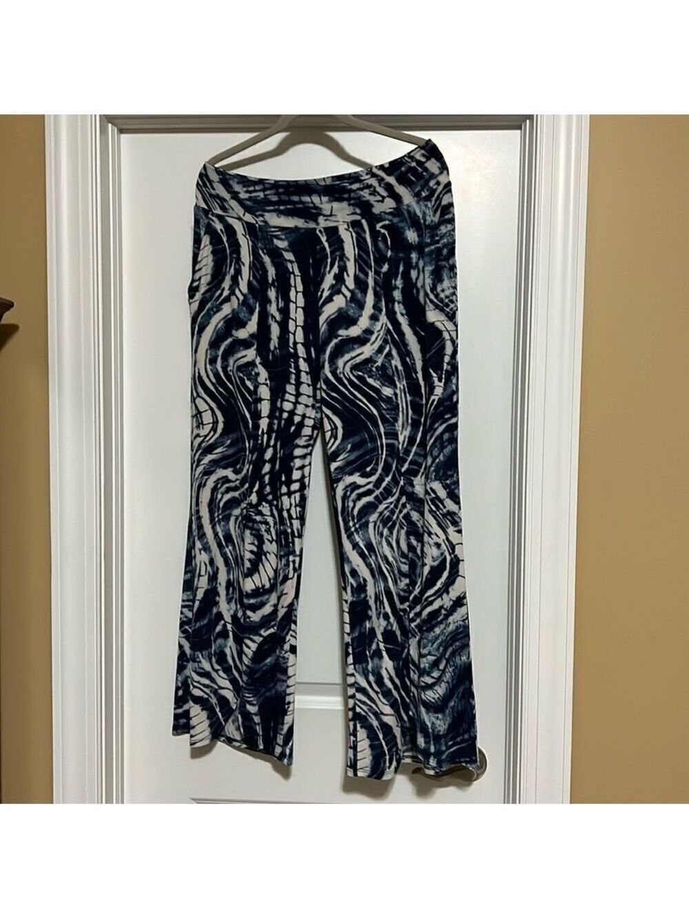 CLARA SUN WOO tie-dye pool / lounge pants. Open leg. XL. Blue/ tan
